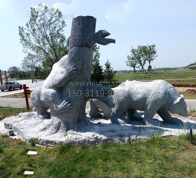 石雕狗熊公園動(dòng)物雕塑 石雕狗熊公園動(dòng)物雕塑