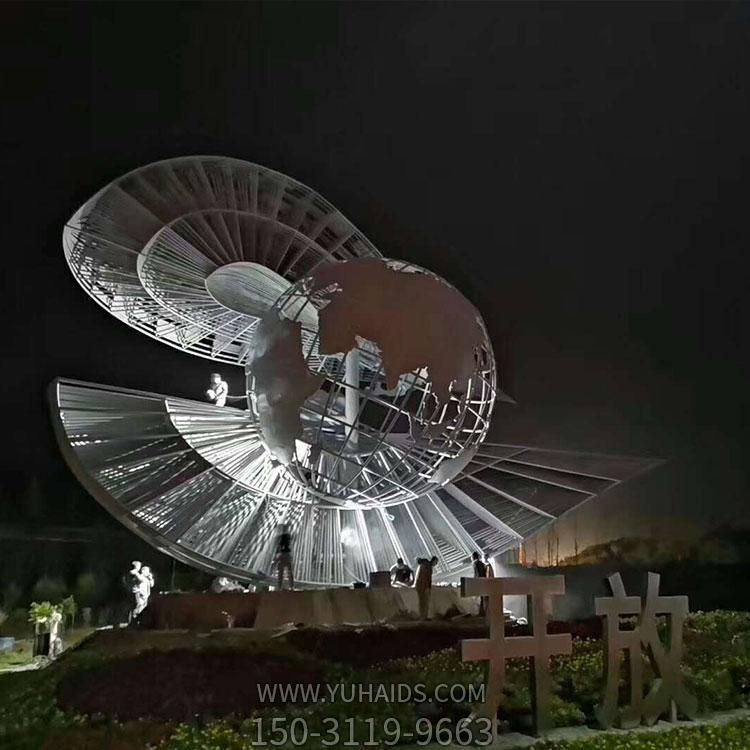 戶(hù)外廣場(chǎng)大型不銹鋼創(chuàng)意景觀鏤空地球儀雕塑