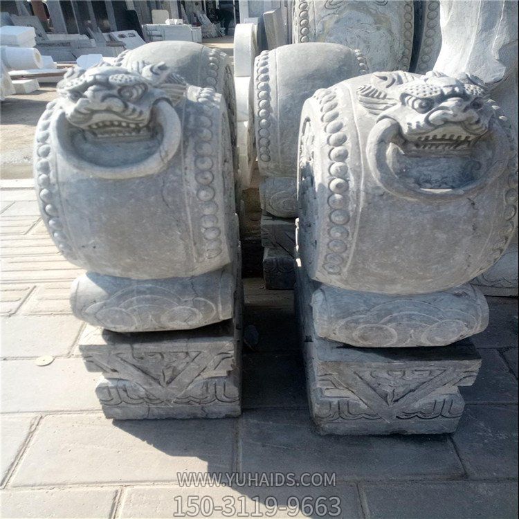 庭院門(mén)口門(mén)墩大理石石雕一對(duì)抱鼓石雕塑