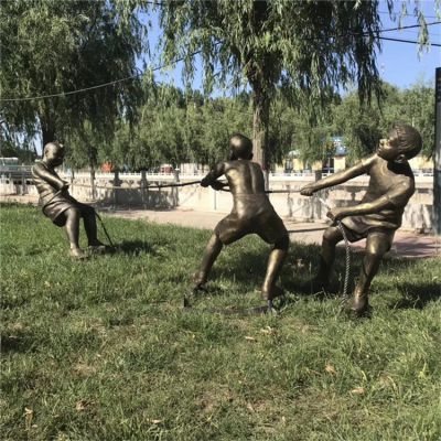 拔河，玻璃鋼民俗生活場景人物雕塑