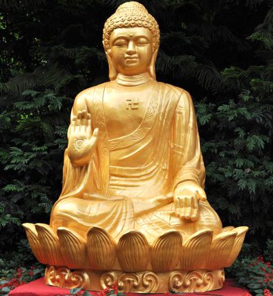 不銹鋼鎏金戶(hù)外廣場(chǎng)景觀(guān)如來(lái)佛祖雕塑
