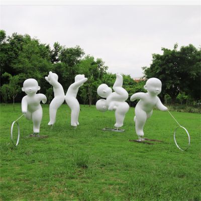 戶(hù)外人物玻璃鋼抽象小孩，公園學(xué)校廣場(chǎng)裝飾