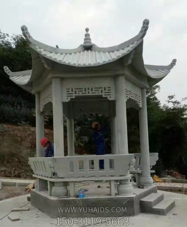 六角涼亭，大理石石雕亭子雕塑