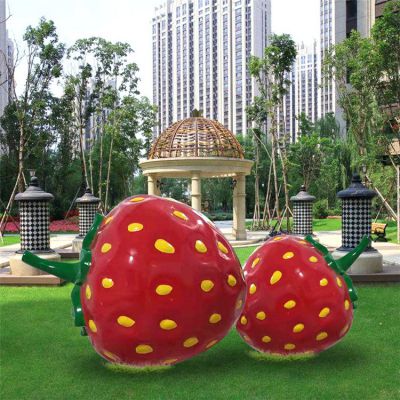 玻璃鋼草莓，小區(qū)綠地裝飾仿真水果