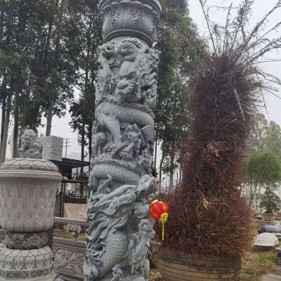 盤龍柱，青石石雕龍柱子