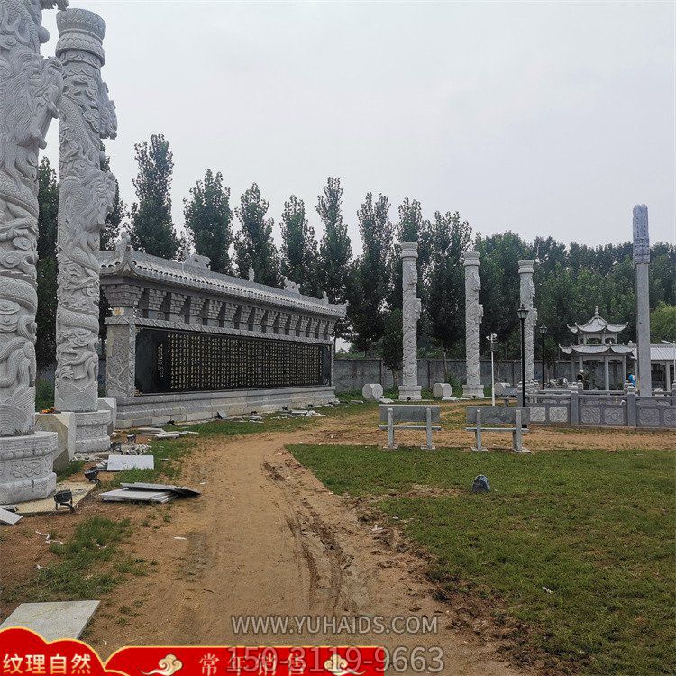 景區(qū)園林石雕龍柱、涼亭、影壁墻，庭院建筑構件定制生產(chǎn)雕塑
