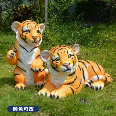 玻璃鋼仿真可愛(ài)老虎，彩繪老虎雕塑