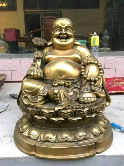 不銹鋼仿銅創(chuàng)意戶(hù)外景觀人物彌勒佛雕塑