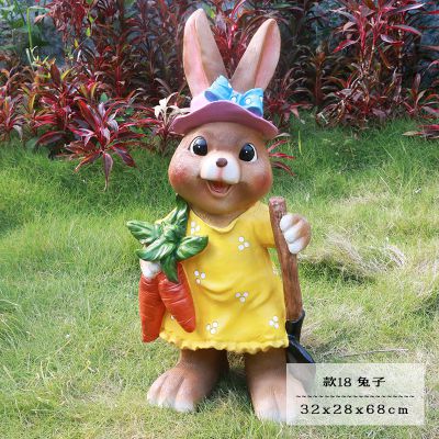 兒童樂(lè)園一只呆萌卡通玻璃鋼兔子雕塑