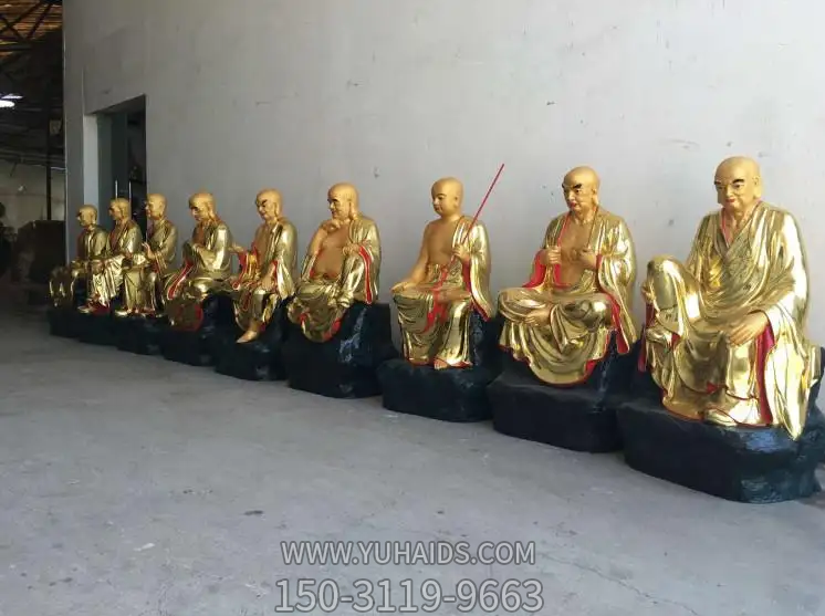 十八羅漢塑像，玻璃鋼漆金佛像系列雕塑