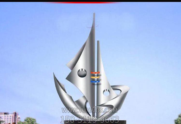 不銹鋼鏡面戶(hù)外帆雕塑