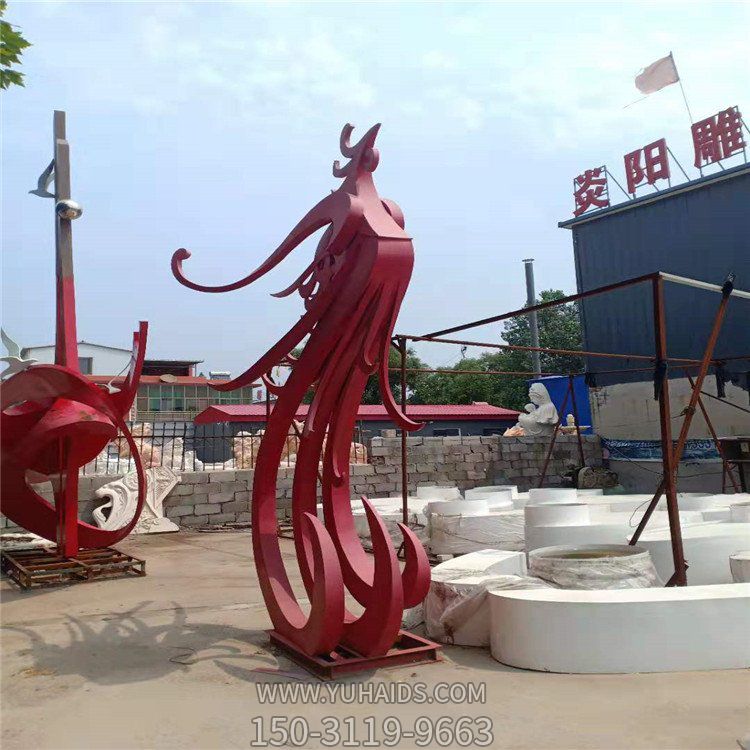 大型戶(hù)外廣場(chǎng)裝飾景觀 不銹鋼鳳凰雕塑