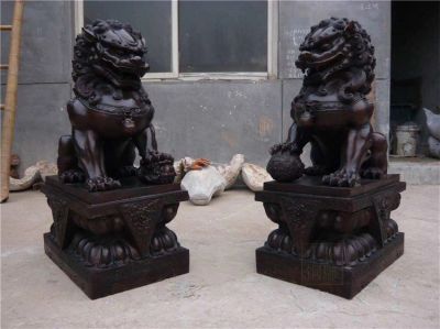 酒店工廠門口大型銅雕鎮(zhèn)宅招財(cái)獅子雕塑