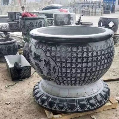 青石石雕戶(hù)外園林編織創(chuàng)意魚(yú)缸