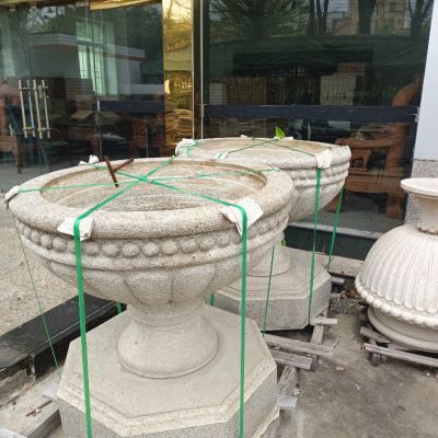 花崗巖石雕花盆，歐式大花缽