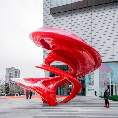 戶(hù)外廣場(chǎng)擺放不銹鋼噴漆抽象旋轉(zhuǎn)藝術(shù)造型景觀(guān)雕塑