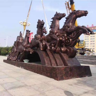大型馬車雕塑，廣場馬拉車景觀雕塑