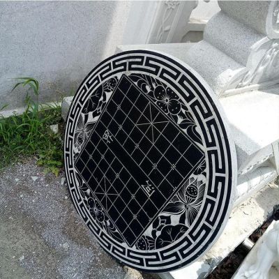 青石石桌，帶象棋棋盤傳統(tǒng)圖案石桌子