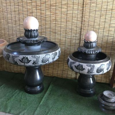 小型室內(nèi)黑色大理石風(fēng)水球水缽，辦公家用招財風(fēng)水?dāng)[件
