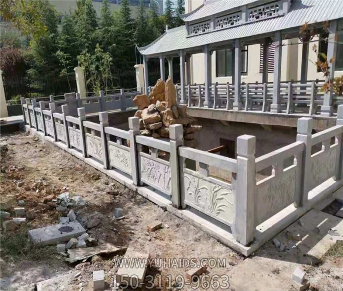 中式園林噴泉池塘假山景觀(guān)大理石防護(hù)欄桿雕塑