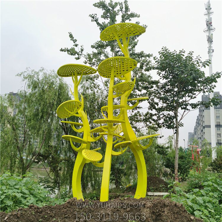 不銹鋼抽象樹(shù)，網(wǎng)狀樹(shù)葉樹(shù)冠雕塑