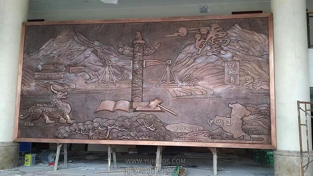 華安政務(wù)大廳地方主題浮雕，紫銅鍛造壁畫雕塑