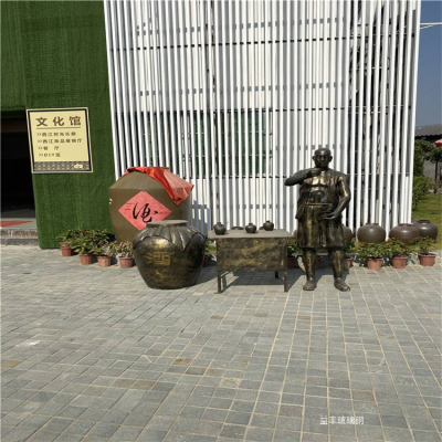 玻璃鋼仿銅人物雕塑，酒文化系列之賣(mài)酒場(chǎng)景雕塑
