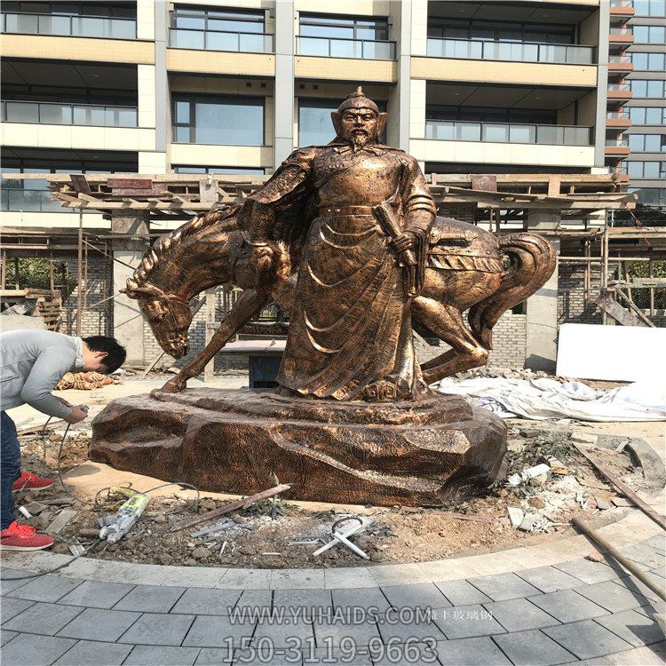 岳飛銅雕，玻璃鋼仿銅歷史名人，民族英雄人物雕塑
