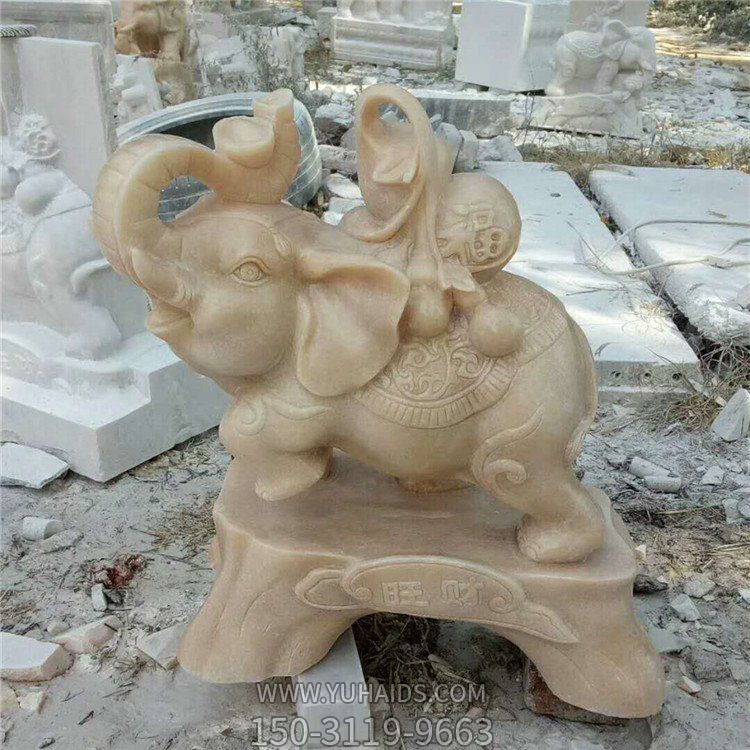 庭院小區(qū)門(mén)口裝飾大理石雕刻大象獅子門(mén)鼓雕塑