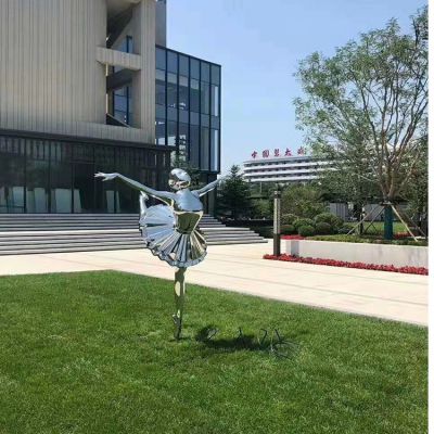 不銹鋼芭蕾女孩，鏡面跳舞女孩雕塑