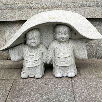 大理石，砂石石雕園林寺廟小沙彌擺件