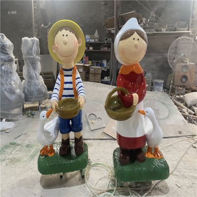 玻璃鋼卡通公仔，一年一女卡通人物