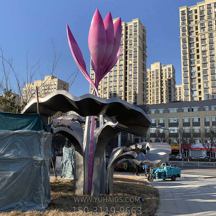 城市路政裝飾雕塑，不銹鋼花朵景觀雕塑