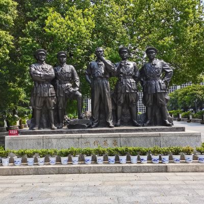 一代英豪，中國(guó)近代革命人物，周恩來(lái)、賀龍、葉挺、劉伯承、朱德偉人銅雕群