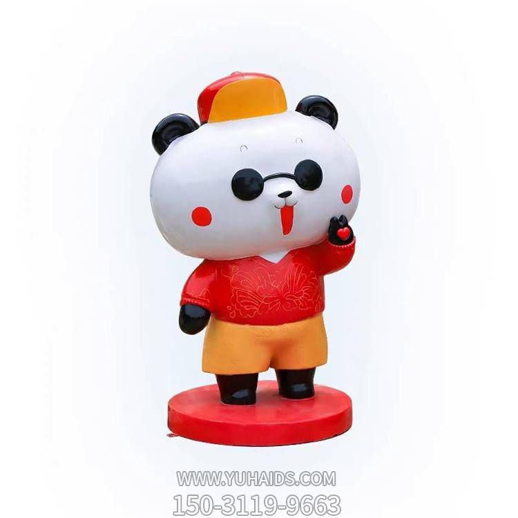 商場(chǎng)美陳擺件玻璃鋼卡通園林可愛的熊貓擺件雕塑