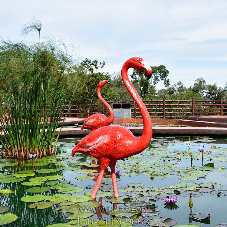 玻璃鋼火烈鳥(niǎo)，仿生火烈鳥(niǎo)雕塑