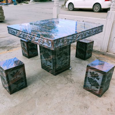大理石石桌凳，正方形桌子凳子