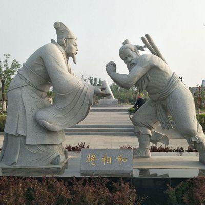 成語(yǔ)點(diǎn)戶(hù)外園林石雕負(fù)荊請(qǐng)罪人物景觀雕塑