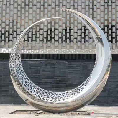 戶(hù)外廣場(chǎng)不銹鋼鏡面鏤空創(chuàng)意圓環(huán)雕塑