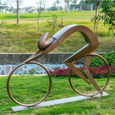 校園廣場(chǎng)景觀戶(hù)外不銹鋼抽象運(yùn)動(dòng)主題騎自行車(chē)人物雕塑