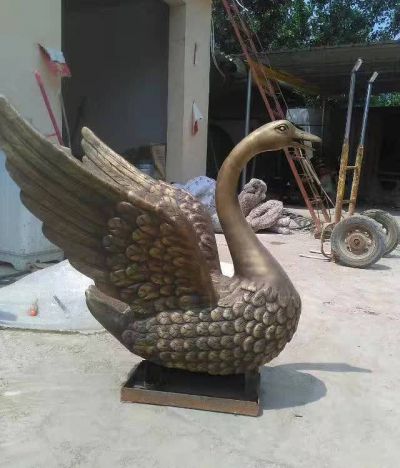 銅雕戶(hù)外園林景觀(guān)動(dòng)物天鵝雕塑