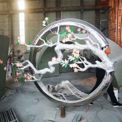 不銹鋼創(chuàng)意戶外園林景觀樹(shù)枝圓環(huán)雕塑