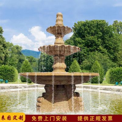 晚霞紅石雕戶(hù)外景區(qū)流水?dāng)[件