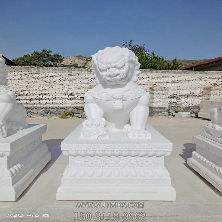 大理石石雕庭院門(mén)口大型鎮(zhèn)宅獅子擺件雕塑