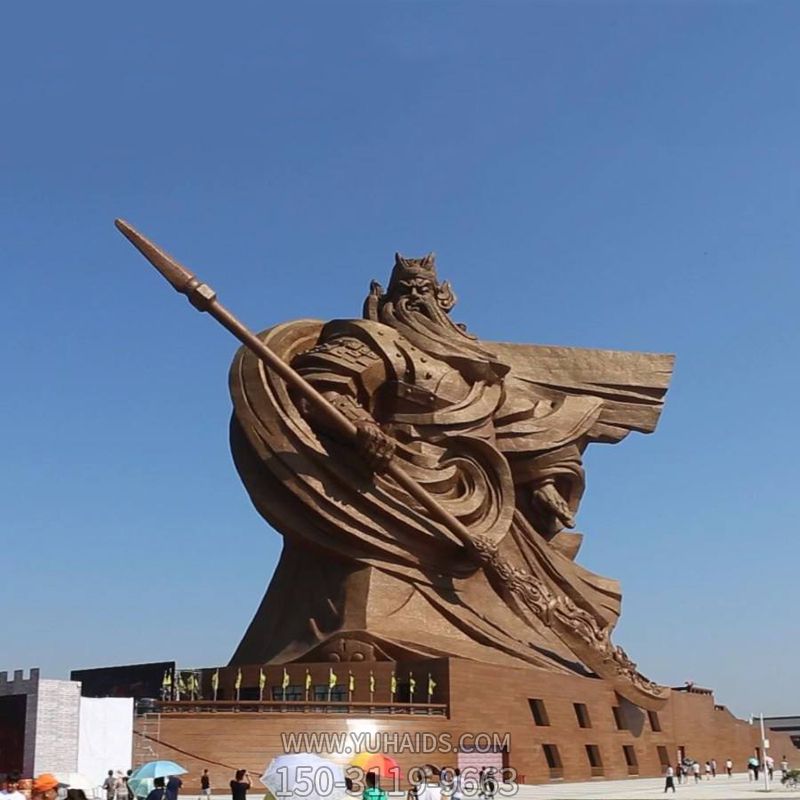 戶外廣場大型不銹鋼武財(cái)神關(guān)公雕塑