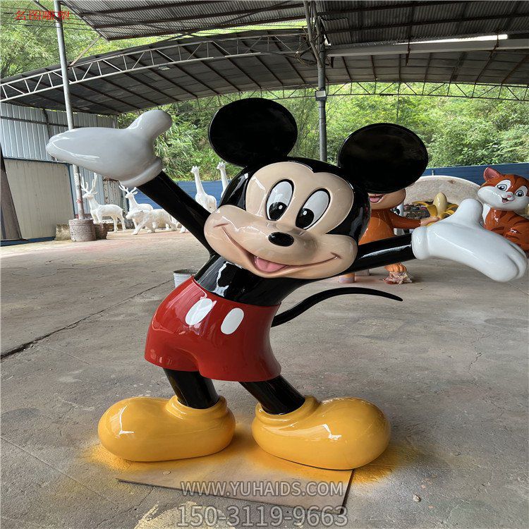 米老鼠玻璃鋼卡通人物雕塑，幼兒園游樂園動漫人物擺件