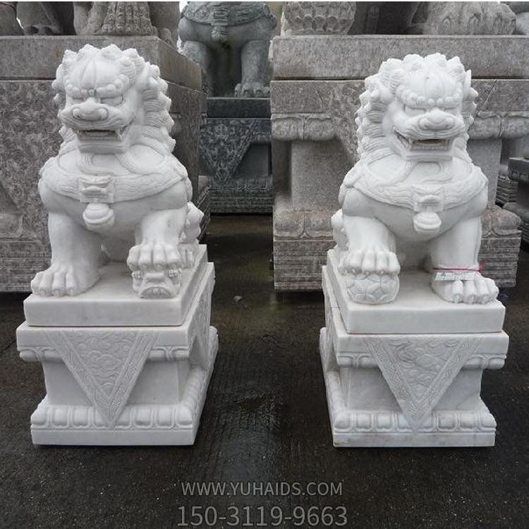漢白玉天然優(yōu)質石材雕刻獅子門墩企業(yè)公司擺件雕塑