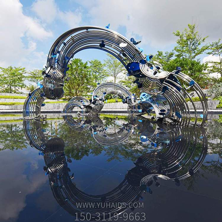 不銹鋼戶(hù)外噴泉?jiǎng)?chuàng)意鏤空金屬擺件雕塑