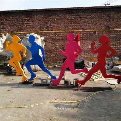 跑步，不銹鋼剪影奔跑人物雕像