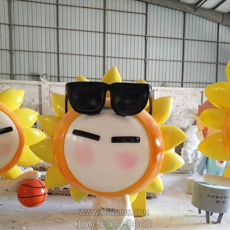幼兒園商場(chǎng)玻璃鋼卡通美陳裝飾品擺件太陽(yáng)花雕塑